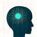 Stylized icon of a calm brain with abstract waves, representing mental wellness and mindfulness.
