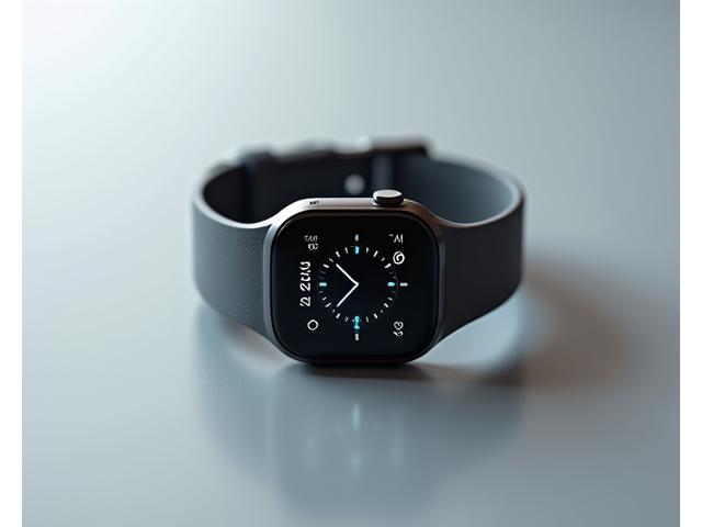 Close-up of a sleek, dark grey Longevity Smart Watch screen displaying heart rate and sleep data.